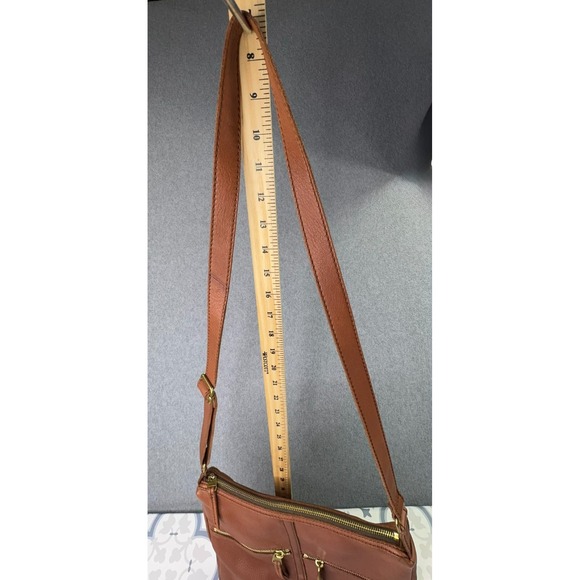 Vintage‎ Fossil Leather Crossbody Bag Brown Saddle Adjustable Strap Zip Pockets - Picture 9 of 9